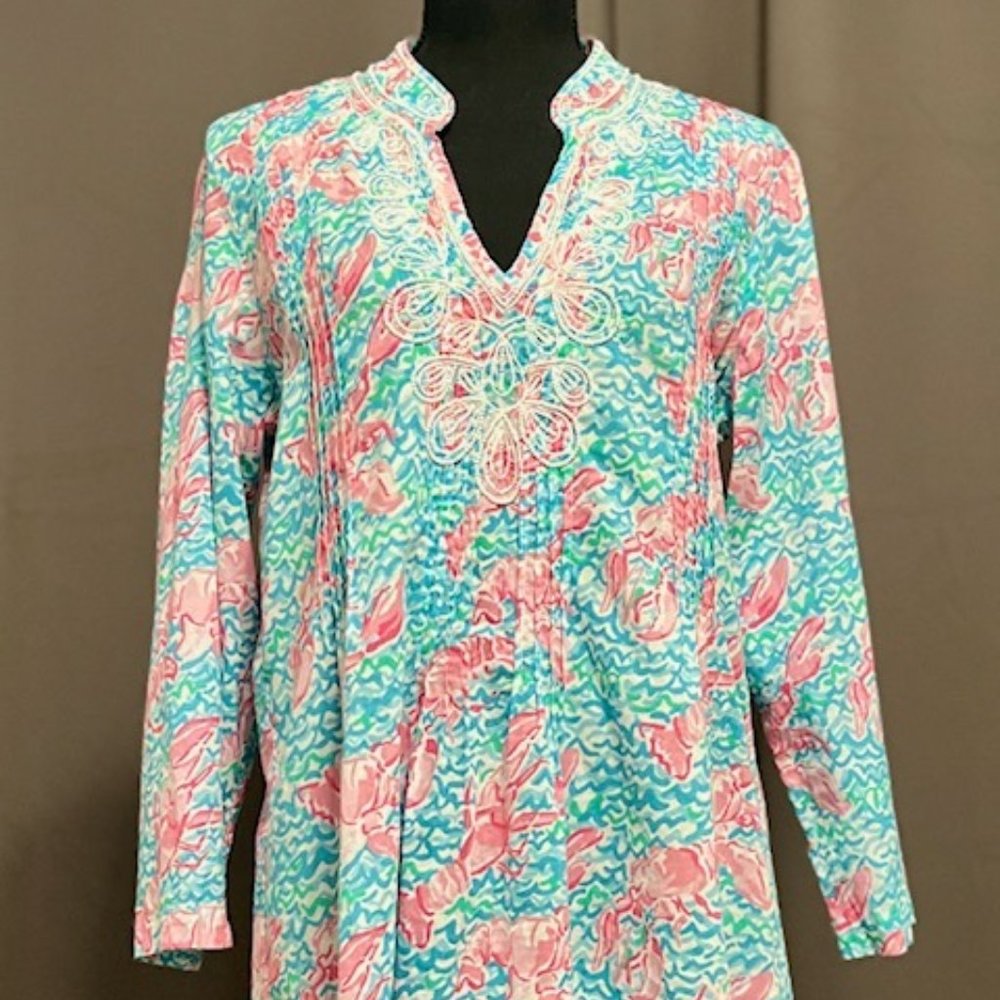 Sarasota Beaded Tunic - Lobstah Roll Spa Blue - Size Medium